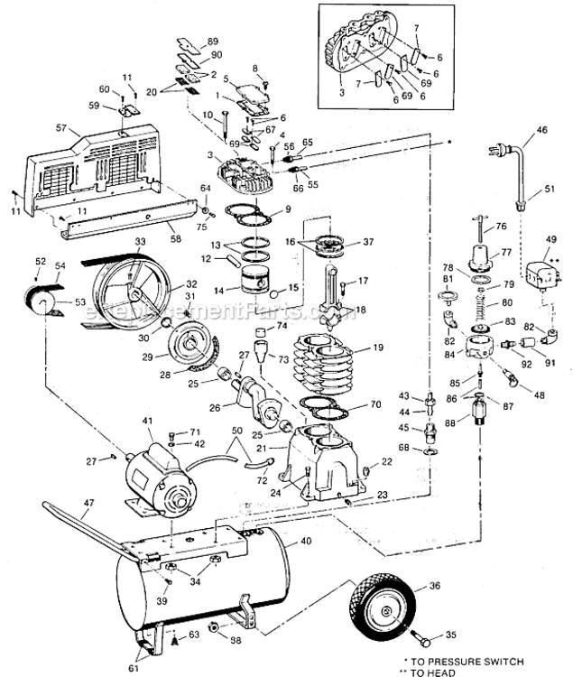 Page A Diagram and Parts List for VT611600  Campbell Hausfeld Compressor